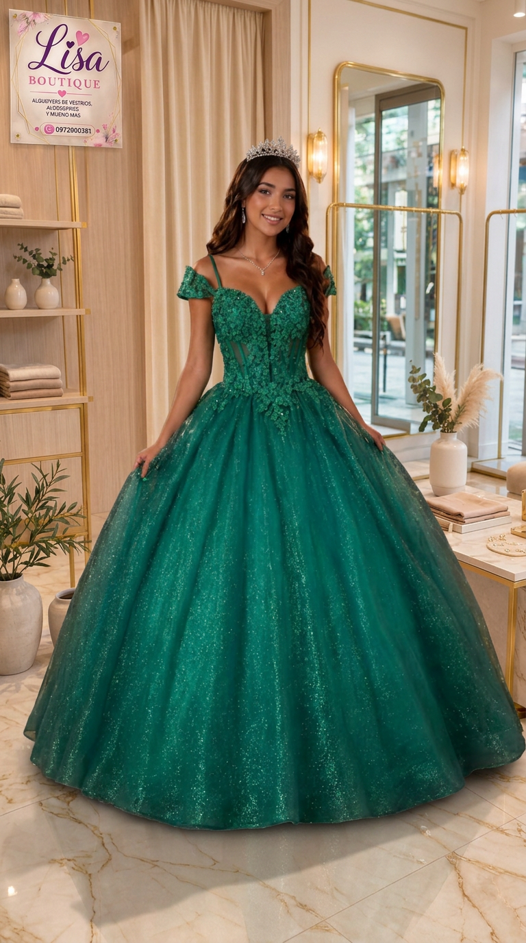 Vestido Vestido verde esmeralda, Verde esmeralda