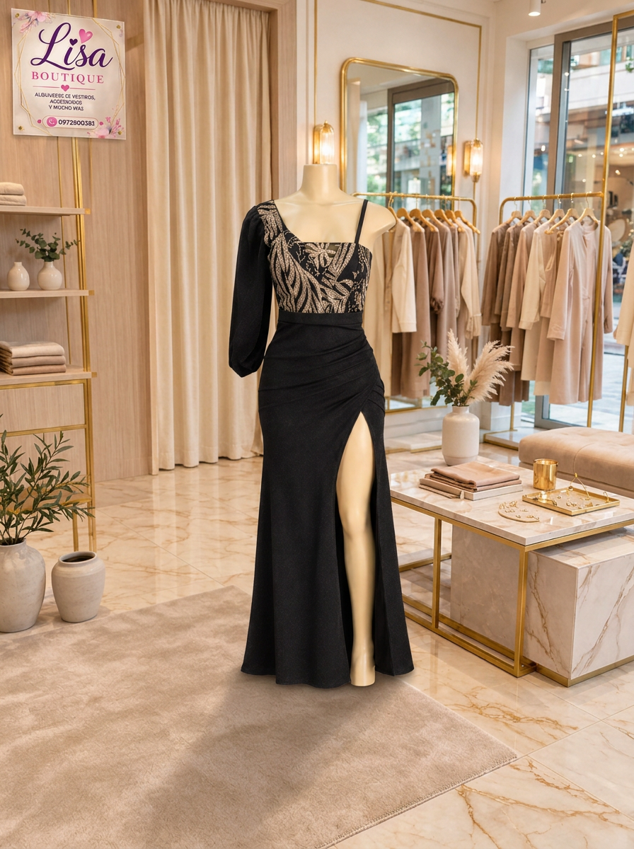 Vestido Vestido negro y dorado, Negro y dorado