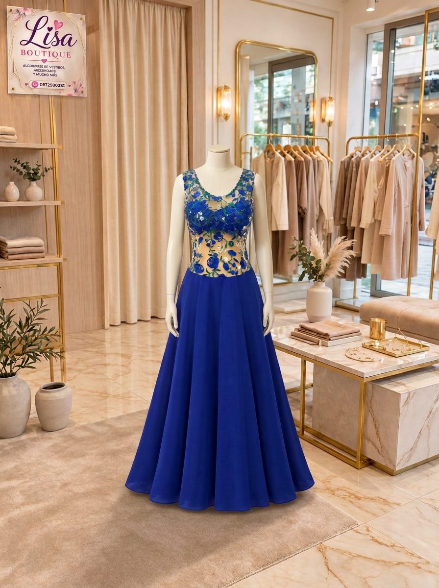 Vestido Vestido azul y dorado,