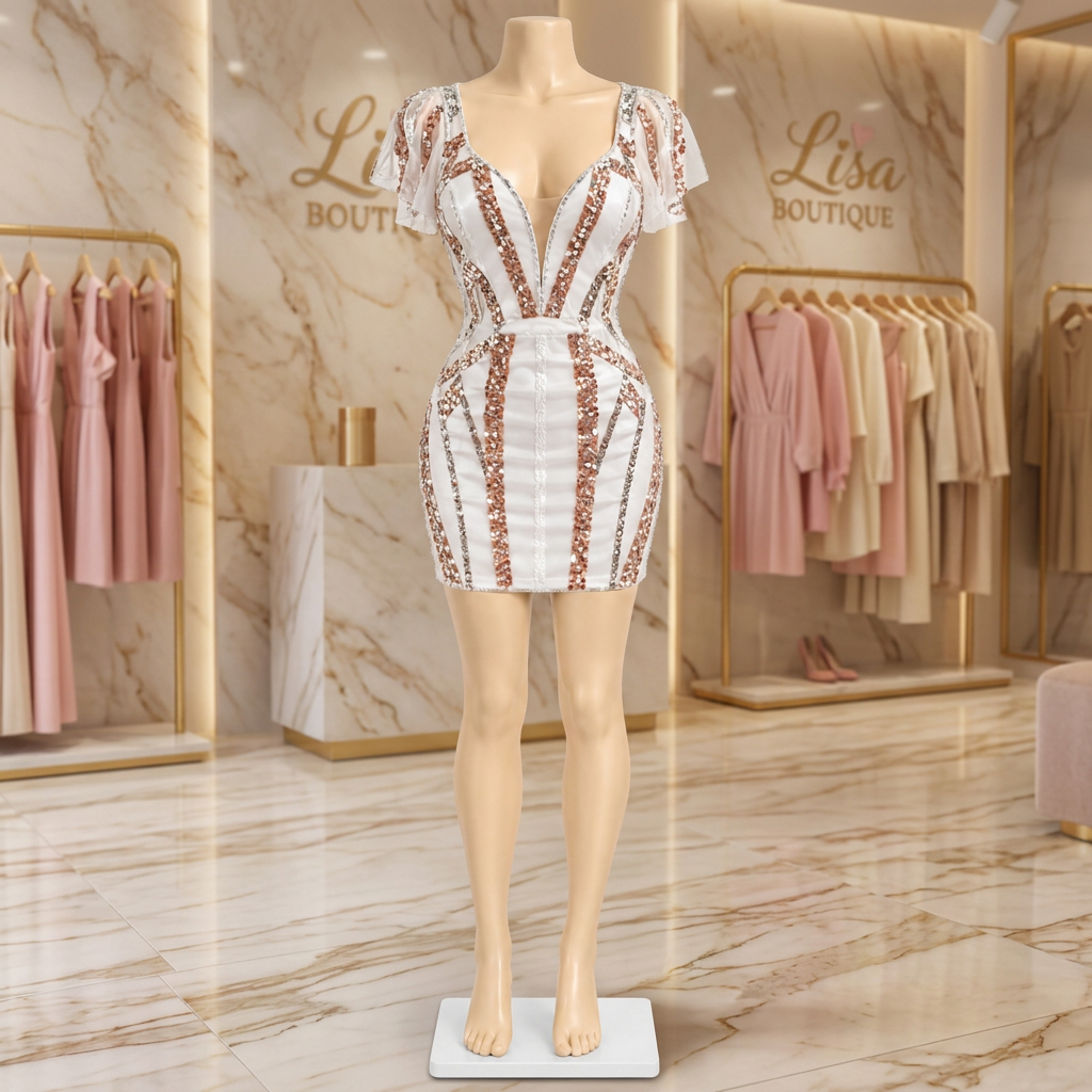 Vestido Vestido blanco, dorado y plateado, Blanco, Dorado, Plata