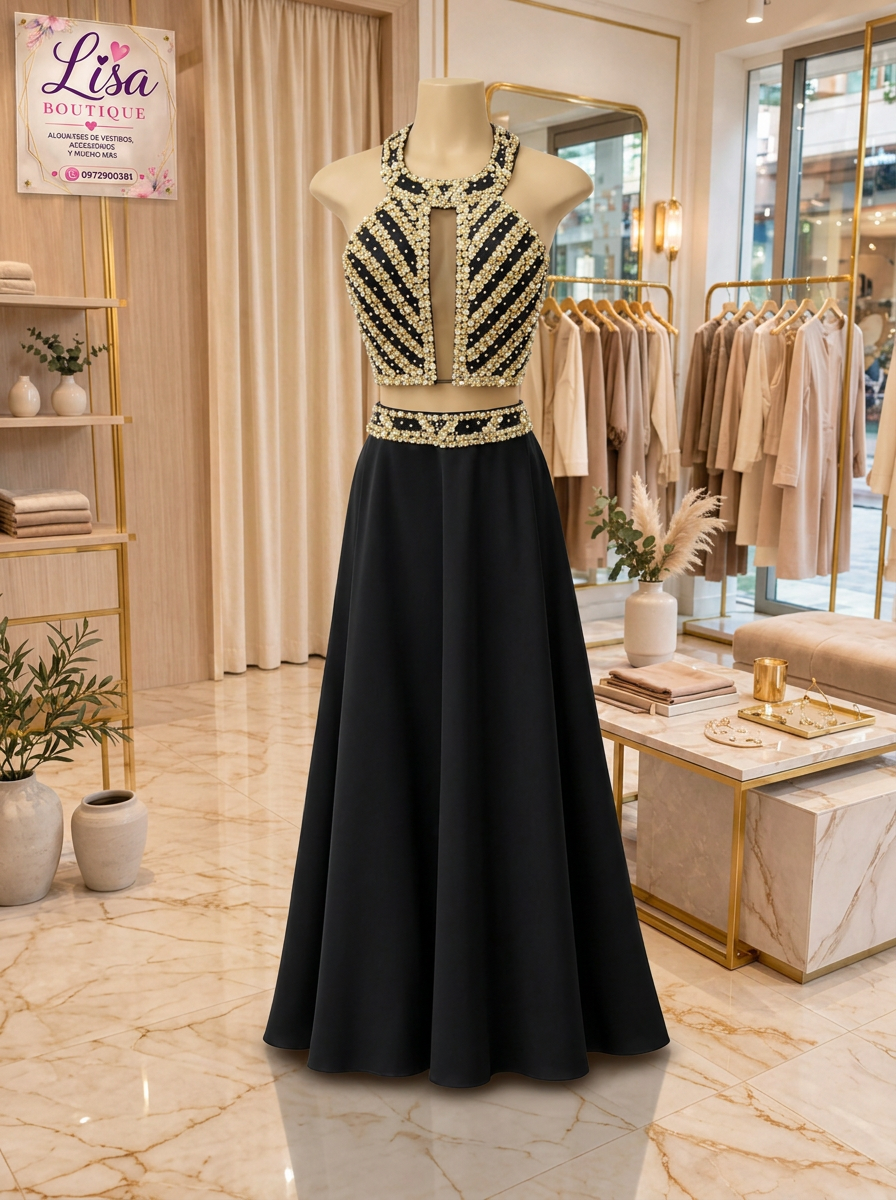 Vestido Vestido negro y dorado, Negro y dorado